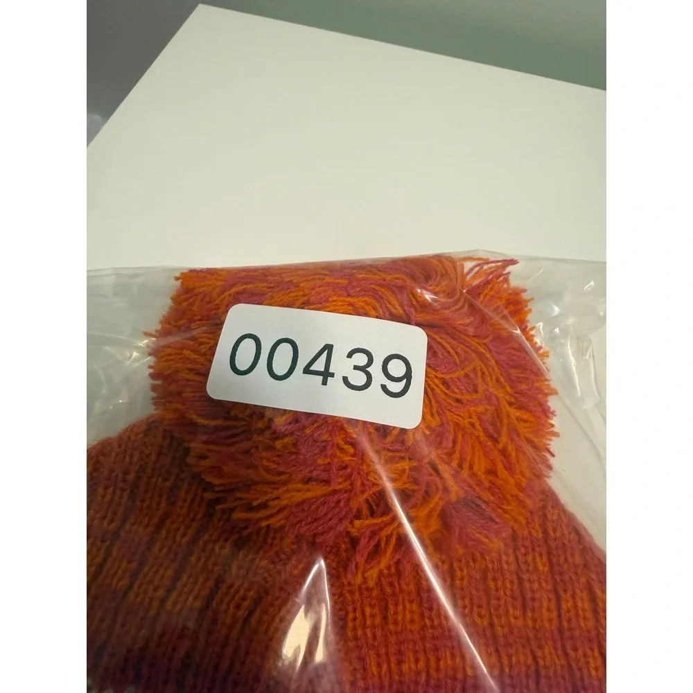 Dunkin' Beanie Unisex OS Orange Knit Pom Pom Cuffed Winter Hat Logo Merch